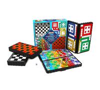 Abeec 4 Mini Jeux Magnétiques, Échecs, Serpents et Échelles, Ludo et Damies, Activités en Avion pour Enfants, Jouets de Voyage et de Poche
