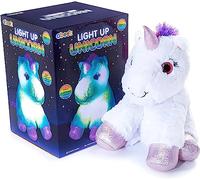 abeec - Peluche lumineuse en forme de licorne pour enfants - veilleuse en forme de licorne en peluche qui brille sous 6 différentes couleurs - peluche lumineuse à LED pour enfants de 18 mois et plus
