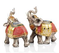 ABEESEA Wisifayardin Figurine éléphant Porte-Bonheur avec Coffre - Figurines de Collection parfaites pour la décoration de la Maison - Doré et Rouge