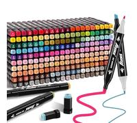 ABEIER Feutre a Alcool,204 Couleurs Feutre Alcool Double Pointe Permanents Marqueur Kit,Marqueurs de Dessin Pour Adultes Peinture,Twinmarkers Créatif pour Débutants Graffiti DIY Art Esquisse
