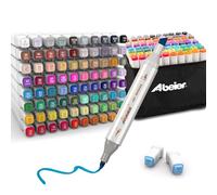 ABEIER Feutre a Alcool,80 Couleurs Twinmarkers Double Pointe Feutres Coloriage Adulte,Permanents Marqueur Kit,Marqueurs de Dessin Pour Adultes Peinture, Griffonnages, Animation