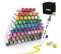 ABEIER Feutre à Alcool Set 80 Couleurs - Double Pointe, Séchage Rapide - Marqueurs Permanents pour Coloriage Adulte, Dessin, Graffiti, Bande Dessinée - avec Pochette de Transport