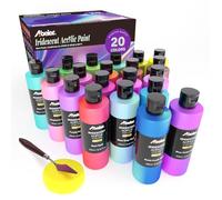 ABEIER Lot de 20 peintures acryliques irisées en vrac (250 ml/flacon), changement de couleur, non toxique, haute viscosité, pigments riches, mélangables, peinture sur roches, artisanat, toile, bois