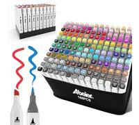 ABEIER Marqueur à brosse à alcool, 168 couleurs à double pointe pour coloriage pour adultes, ensemble de marqueurs surligneurs artistiques pour les enseignants et les fournitures de bureau
