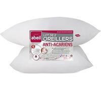 ABEIL Lot de 2 Oreillers Anti-Acarien - 60 x 60 cm - Blanc