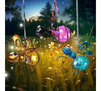 Abeille à suspendre à énergie solaire - LED - En métal - Avec printemps et clip - Étanche IP65 - Résistante aux intempéries - Pour jardin, arbres, terrasse, balcon (D)