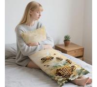 Abeille Coussin de Grossesse 50x130cm Oreiller de Corps Rétro Housse Coussin pour Dormeur Long sur Le Côté,Traversin Oreiller de Corps Velour Pillow Case pour Maison Chambre lit Canapé Cadeaux LYD148