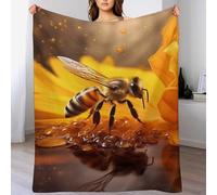 Abeille Couverture Douce Et Chaude Confortable en Flanelle Couverture De Canapé Couvertures Facile À Manipuler 130×150cm