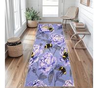 Abeille Fleurs Tapis de Couloir Pivoine Tapis de Couloir Long 50x120cm Passage Antidérapant Lavable en Machine D'entrée Chambre Salon Descente de Lit Poil Ras Rug I&230