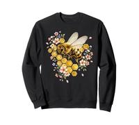 Abeille Florale en nid d'abeille Aquarelle Abeille Apiculture Sweatshirt