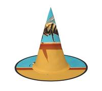 Abeille gros plan peinture Halloween sorcière chapeaux de sorcière chapeaux de sorcière chapeau de magicien accessoires de costume cosplay pour fête bal masqué pliable 1