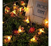 Abeille Guirlande Lumineuses,KINGCOO Batterie 5M 40LED Bumble Bee Éclairage pour Maison Jardin Mariage Noël Intérieur Décorations(Blanc Chaud)