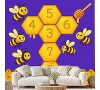 Abeille Mignon Numérique Alphabet Papier Peint Enfants Éducation Précoce Autocollant Mural 150x105 cm Poster pour Chambre Salon Decoratif