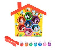 Abeille pincée et ruche Matching Jeu éducatif en bois Conception de précision, Puzzle de code couleur multifonctionnel pour une communication approfondie parent-enfant | Améliore la capacité