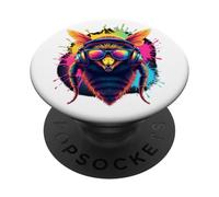 Abeille rétro avec écouteurs PopSockets PopGrip Adhésif