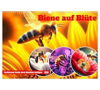 Abeille sur fleur - Détails fascinants grâce à l'intelligence artificielle (calendrier mural 2026 DIN A3 paysage) - Calendrier mensuel CALVENDO