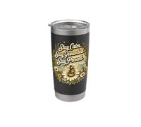 Abeille vintage Stay Calm Stay Grounded Stay Present Gobelet isotherme en acier inoxydable double paroi