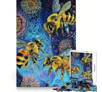 Abeilles dans Un Jardin Cosmique Puzzle de 1000 pièces pour Adultes Stimule la mémoire et la Force Détente agréable Découpe Fine Cadeau Symbolique (38x52cm)