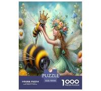 Abeilles et Fleurs de fées Puzzle 1000 Pièces pour Adultes Et Enfants À Partir De 12 Ans Jeu De Patience Et De Réflexion Divertissement Créatif Cadeau Classiques Décoration De La Maison 70x50cm/10...