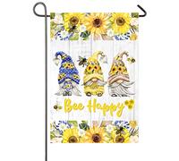 Abeilles Joyeuses Du Printemps Et De L'Été, Abeilles, Tournesols, Gnomes D'Été Drapeau De Cour 30X45Cm Bannières Éclatantes Durable Drapeau De Jardin Pour Chambres Fêtes Intérieure