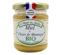 ABEILLES - Miel de fleurs de montagne bio LE MANOIR DES | Savoureux et onctueux | Idéal pour le petit déjeuner | le pot de 250g | LOT DE 3