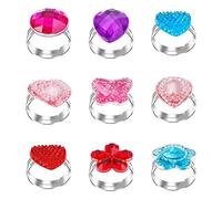 Abeillo 9 Pièces Bagues Réglables pour Enfants - Bijoux Fille, Jouets Mignons - Fournitures de Fête d'Anniversaire - Résine Matériau