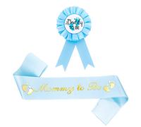 Abeillo Badge en fer blanc pour décoration de fête prénatale, écharpe de douche « Mom to Be » et épingle à bouton « Daddy to Be » pour fête de révélation du sexe (bleu)