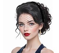 Abeillo Chapeaux bibis pour femmes, chapeaux bibis vintage années 1920, voile en maille noire et serre-tête pour femmes mariées et mariées, élégant chapeau bibi pour thé et fête pour femmes et filles