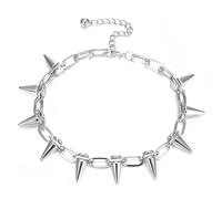 Abeillo Collier Goth Choker pour femme Collier Spike Punk Rock Collier Vintage Y2k Accessoires pour hommes et femmes (argent), 39 cm, Métal, Pas de gemme