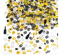 Abeillo Confettis Anniversaire 60 Ans, Decoration Anniversaire 60 Ans, Decoration table Anniversaire pour 60e Anniversaire Fête De, Journée du souvenir Décoration De Table (Noir Dore Argente)
