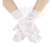 Abeillo Gants courts en dentelle pour femme - Pour mariage, thé, courtoisie - Pour opéra, soirée, mariage, thé, bal des années 1920, blanc, Medium
