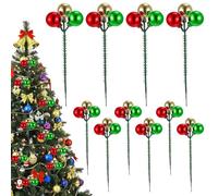 Abeillo - Lot de 12 boules de Noël - Décoration de sapin de Noël - Rouge, vert, doré - Boules de Noël polyvalentes - Remplissage de vase, couronne, guirlandes, décoration de Noël pour la maison