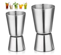Abeillo Lot de 2 Gobelets Doseurs d'alcool en Acier Inoxydable, Gobelets Doseurs de Cocktail Double Face 25/50 ml et 15/30 ml, Tasses à mesurer pour l'alcool pour Barista de Fête