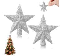 Abeillo - Lot de 2 mini décorations de sapin de Noël, étoiles pailletées pour décoration de sapin de Noël (6,1 cm)