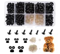 Abeillo Lot de 270 yeux de sécurité et nez de sécurité pour animaux au crochet, en plastique, avec rondelles, yeux noirs à coudre pour poupée, marionnette en peluche
