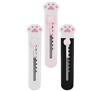 Abeillo Lot de 3 cutters - Petit couteau utilitaire - Mini couteau utilitaire - Portable - Mini cutter universel rétractable - Couteau de papeterie pour carton, papier, boîte