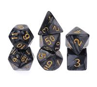 Abeillo Lot de 7 dés DND pour Dungeon et Dragons, dés polyédriques RPG jeux de rôle jeux de société D&D D20 D12 D10 D8 D6 D4 (Noir)