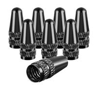 Abeillo Lot de 8 bouchons de valve Presta noirs en aluminium anodisé pour vélo - Utilisés sur les valves Presta/françaises pour VTT, vélo de course de route (style fusée)