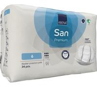 ABENA San Premium Lot de 34 serviettes d'incontinence pour homme et femme, respirantes et confortables, absorption rapide, discrètes et efficaces pour homme/femme - Premium 6, absorption de 1600 ml, 3