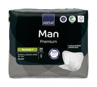 Abena Man Formula 1 Lot de 15 serviettes d'incontinence pour homme, éco-étiquetées, protection supplémentaire, respirantes et confortables avec absorption rapide, discrètes - Absorption de 450 ml