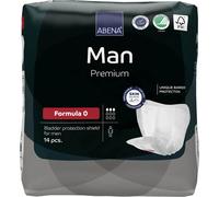 Abena Man Formula 0 Lot de 14 serviettes hygiéniques pour incontinence pour homme étiquetées écologiques, protection supplémentaire, respirantes et confortables avec absorption rapide, discrètes -