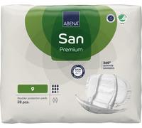 ABENA San Premium 9 Lot de 28 serviettes d'incontinence pour homme et femme, respirantes et confortables, absorption rapide, discrètes et efficaces pour incontinence - Premium 9, absorption de 2400 ml