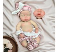 Abenduot Poupée bébé en Silicone de 33 cm avec Bouche Qui s'ouvre, Corps Entier, en Silicone Souple et réaliste, poupée de Petite Fille Nouveau-née, Anatomie réaliste - Loulou