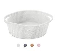 ABenkle Joli petit panier tissé avec poignées, 30,5 x 20,3 x 12,7 cm, panier de rangement en corde pour jouets de chat et chien, cadeau décoratif vide - Blanc