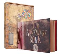 Abenteuer-Buch Album photo 29,5 x 19,1 cm, 80 pages, mots en relief 3D, couverture rigide, livres de souvenirs pour fête des mères, anniversaire, Saint-Valentin (B)