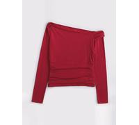 Abercrombie & Fitch Abercrombie & Fitch Red Cotton Asymmetrical Twist Top
