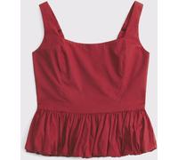 Abercrombie & Fitch Abercrombie & Fitch Red Poplin Bubble Hem Sleeveless Top