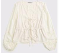 Abercrombie & Fitch Abercrombie & Fitch White Long Sleeve Tie Front Blouse