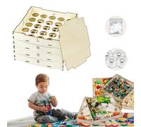 ABEST Boîte de tri en bois à 4 plateaux pour Blocs de construction, rangement des blocs de construction, 3 tailles différentes de trieurs de blocs de construction, rangement des blocs de Lego