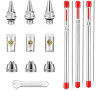 ABEST Capuchon de buse, Aiguille et buse pour AB130 aérographe, de 0,2 mm, 0,3 mm, 0,5 mm. Pièces de Rechange pour aérographe.